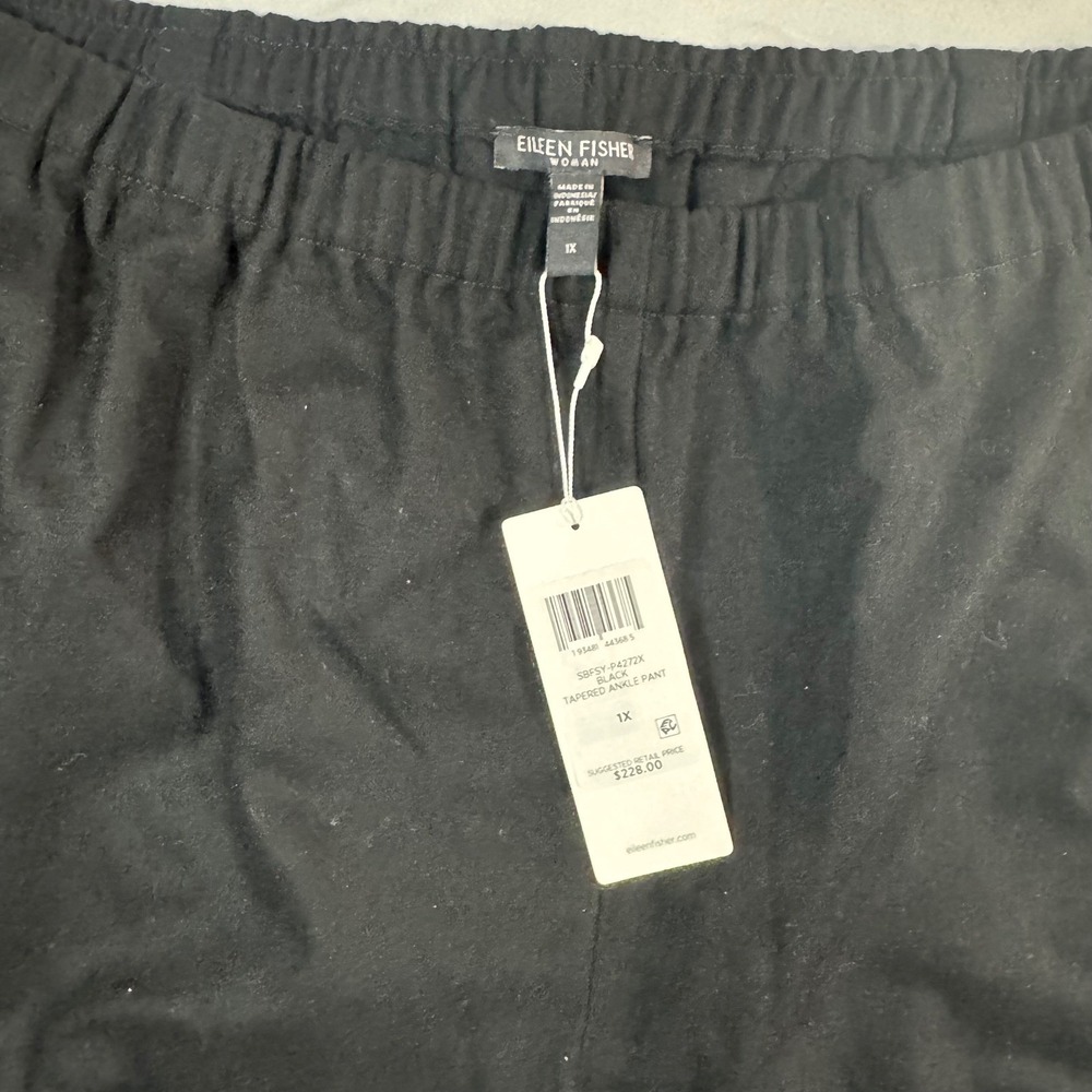 NWT Eileen Fisher Soft Wool Flannel Tapered Ankle Pants Black Women's 1X $228 - Picture 3 of 10